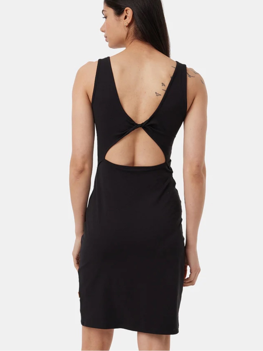 Tentree Sleeveless Black Twist-Back Midi Dress